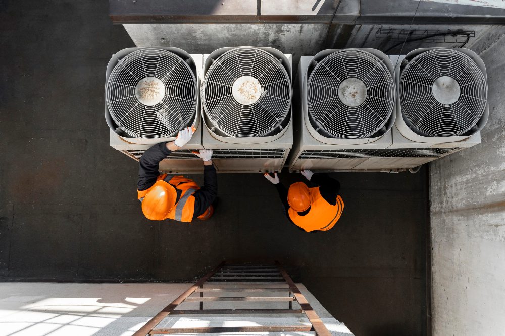 men working with equipment full shot